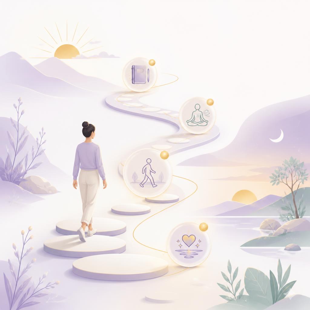 A calm daily path: small steps for journaling, breathing, walking, and reflection